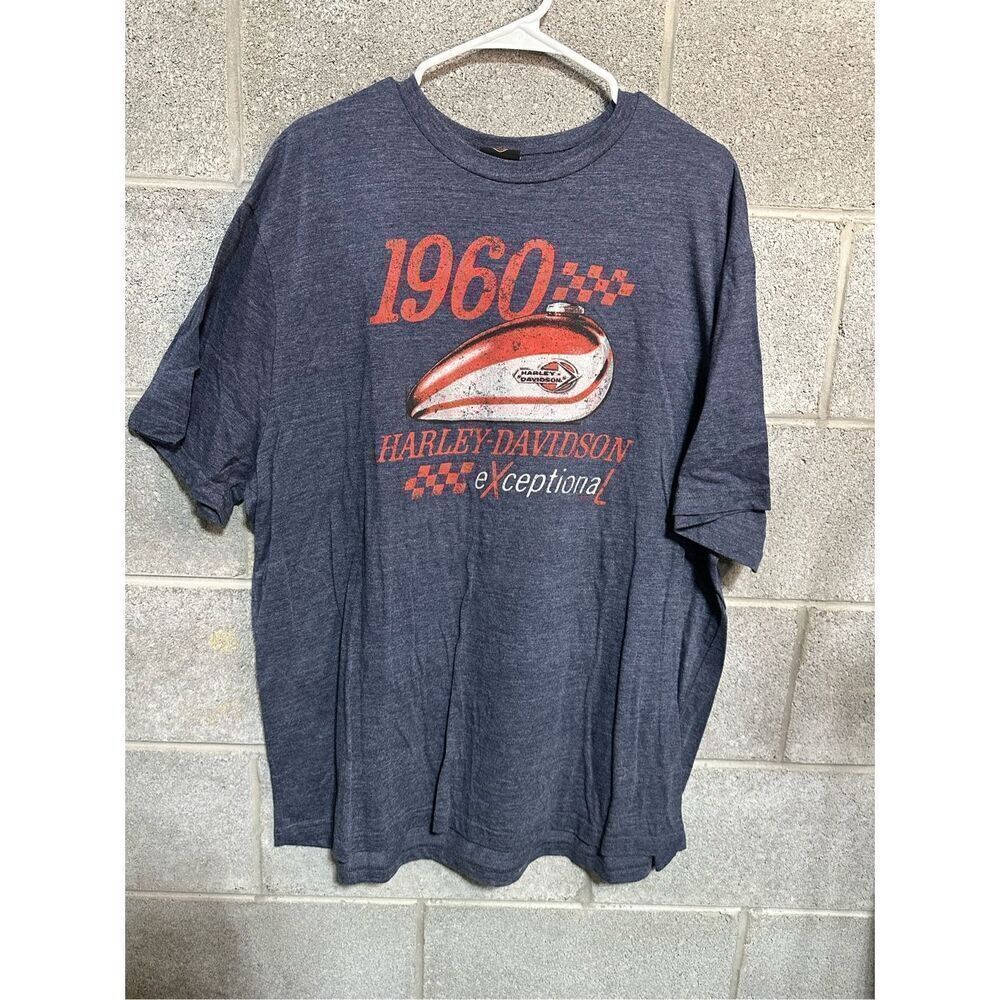Harley Davidson Graphic Print 1960 Crew Neck Short Sleeve T-Shirt Gray Size 3XL